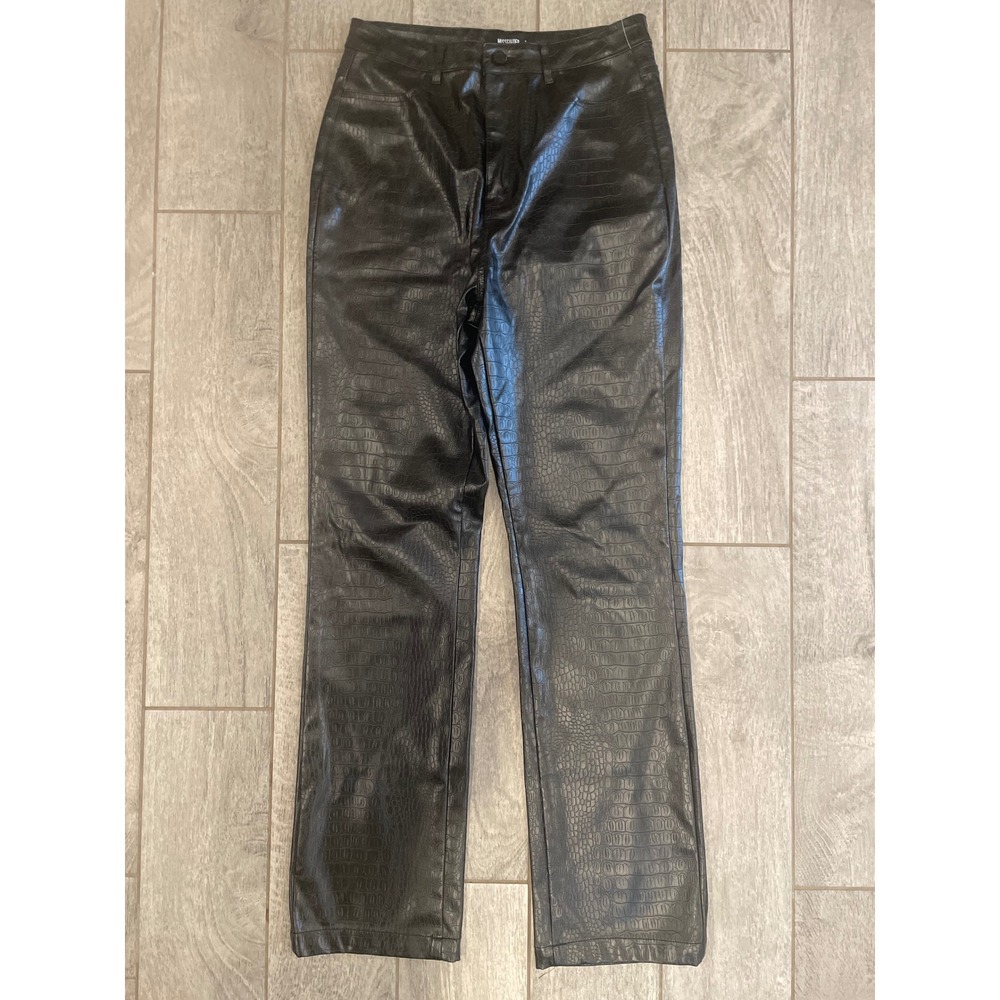 Missguided Black Croc Embossed‎ Faux Leather High Waisted Pants US 8